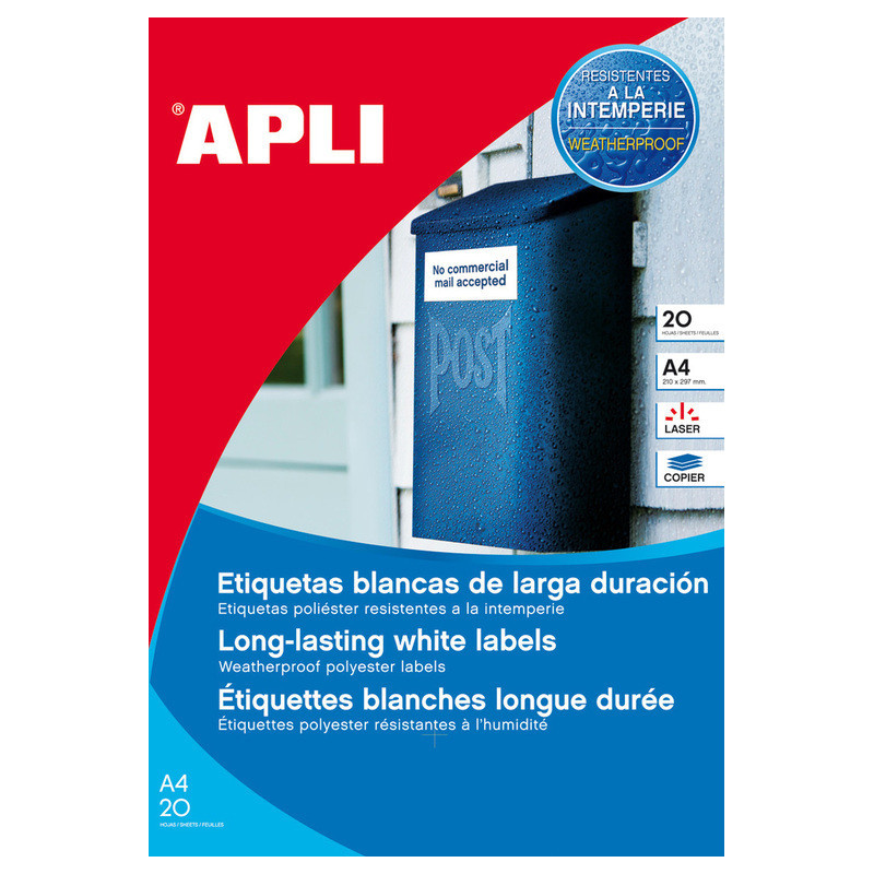 ETIQUETAS LASER COPY INTEMPERIE BLANCAS   99,1X139,0 20H APLI20 (1 UN) 15091