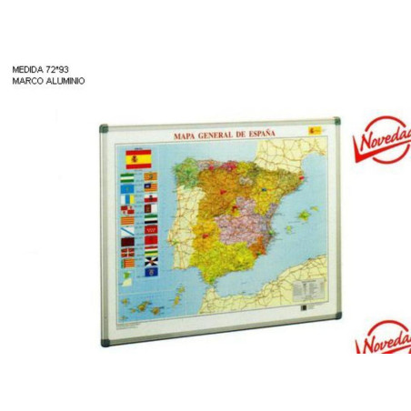 MAPA MURAL FAIBO ESPAÑA 72*93 MARCO ALUMINIO 141