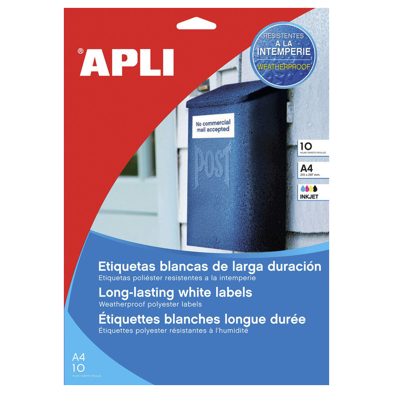 ETIQUETAS INKJET INTEMPERIE BLANCAS   63,5X 33,9 10H APLI20 (1 UN) 16683