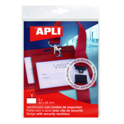 FUNDA IDENTIFICACION 90X56 CORDON SEGUR. 3U ROJO APLI20 (1 UN) 17842