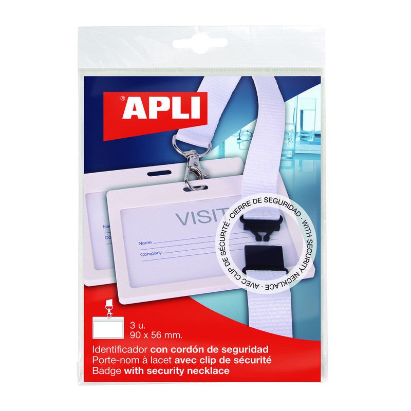 FUNDA IDENTIFICACION 90X56 CORDON SEGUR. 3U BLANCO APLI20 (1 UN) 17843