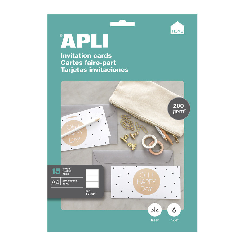 B.TARJETAS BLANCAS INVIT. 210X99 200G 15H APLI20 (1 UN) 17901