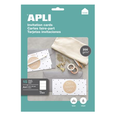 B.TARJETAS BLANCAS INVIT. 210X99 200G 15H APLI20 (1 UN) 17901