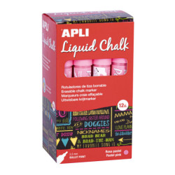 MARCADOR CHALK PUNTA REDONDA 5,5MM ROSA PASTEL 12U APLI20 (12 UN) 18039