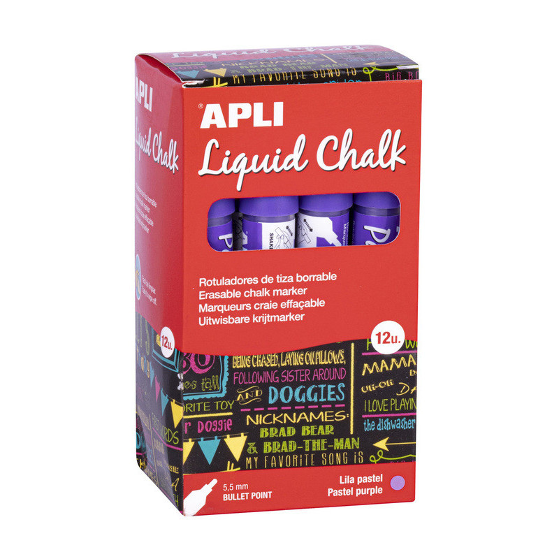 MARCADOR CHALK PUNTA REDONDA 5,5MM LILA PASTEL 12U APLI20 (12 UN) 18040