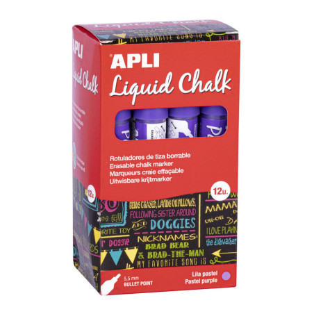 MARCADOR CHALK PUNTA REDONDA 5,5MM LILA PASTEL 12U APLI20 (12 UN) 18040