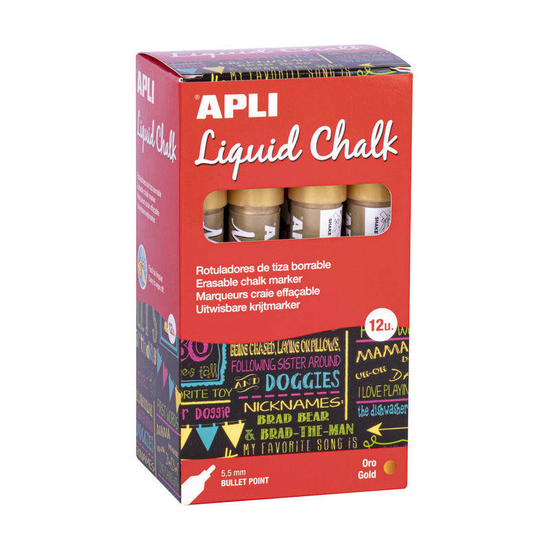 MARCADOR CHALK PUNTA REDONDA 5,5MM ORO METAL 12U APLI20 (12 UN) 18041