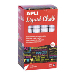 MARCADOR CHALK PUNTA REDONDA 5,5MM PLATA METAL 12U APLI20 (12 UN) 18042