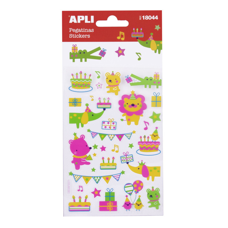 BOLSA PEGATINAS ANIMALES NEÓN 1H APLI20 (5 UN) 18044