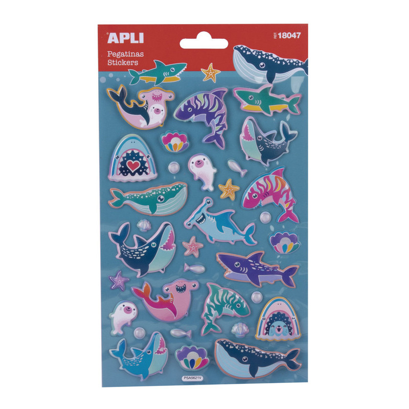 BOLSA PEGATINAS ANIMALES MARINOS 1H APLI20 (5 UN) 18047