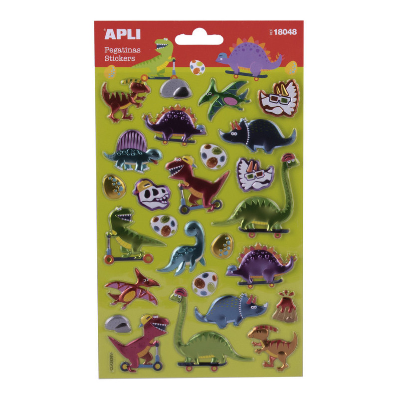 BOLSA PEGATINAS DINOSAURIOS1H APLI20 (5 UN) 18048