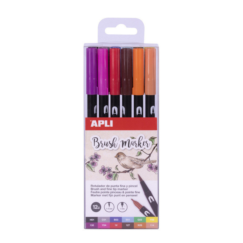 BLISTER ROTULADOR PINCEL DUO COL. SURT 12U. APLI20 (1 UN) 18063