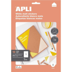 ETIQUETAS INK JET BLANCAS MATE 210X297 10H APLI20 ( 1 UN ) 18110