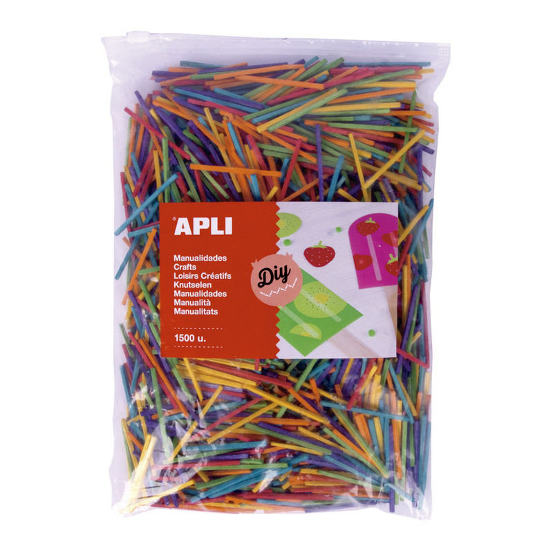 BOLSA MINI PALITOS DE MADERA COLOR 1500U APLI20 (1 UN) 18157