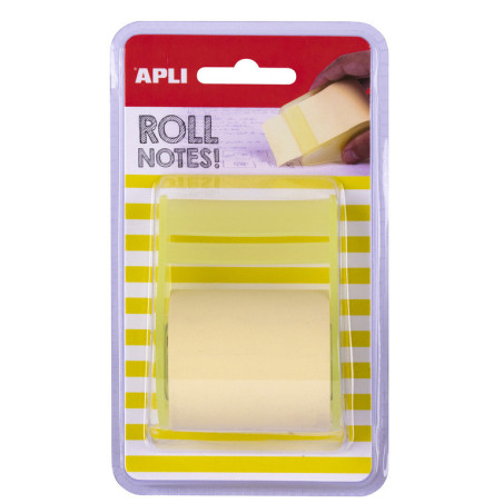 BLOC NOTAS ADHESIVO 5CMX8M EN ROLLO AMARILLO PASTEL APLI20 (1 UN) 18190