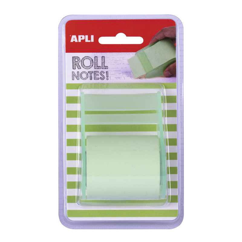 BLOC NOTAS ADHESIVO 5CMX8M EN ROLLO VERDE PASTEL APLI20 (1 UN) 18191