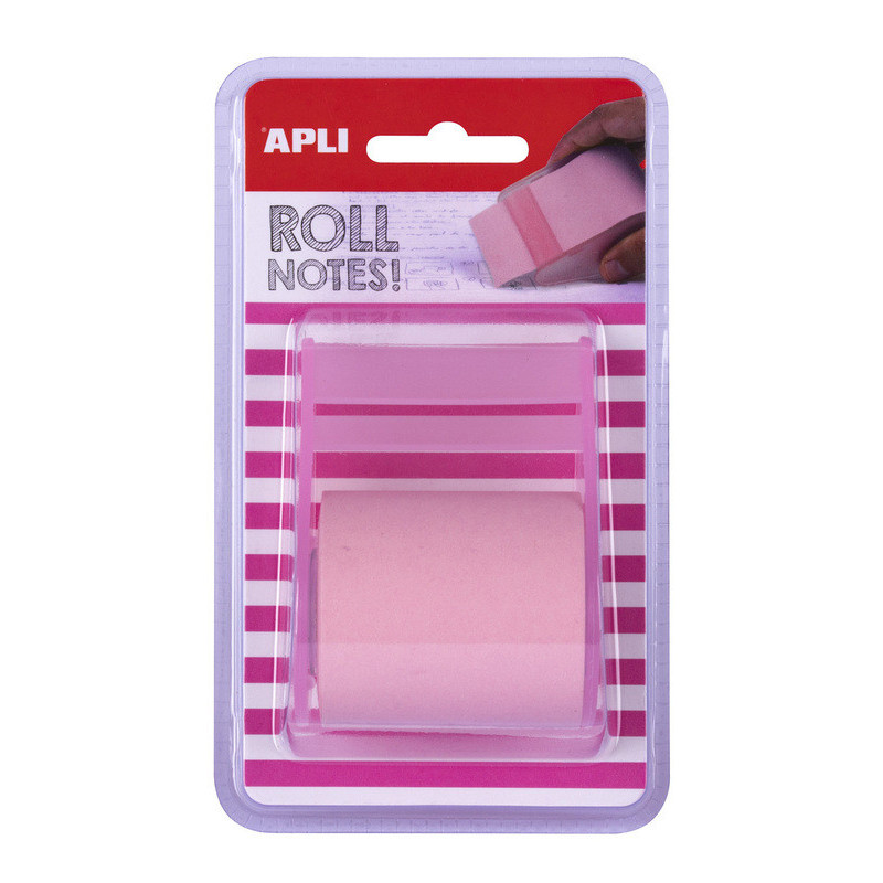 BLOC NOTAS ADHESIVO 5CMX8M EN ROLLO ROSA PASTEL APLI20 (1 UN) 18192