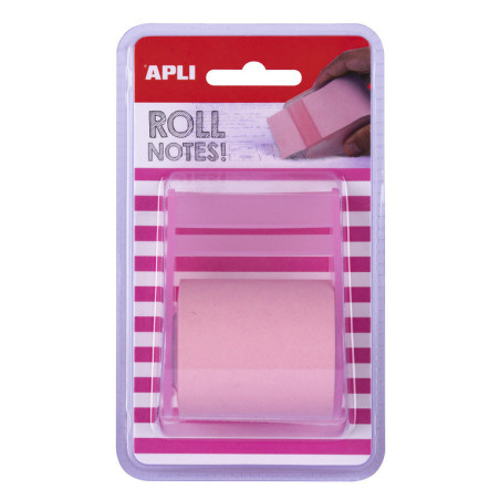 BLOC NOTAS ADHESIVO 5CMX8M EN ROLLO ROSA PASTEL APLI20 (1 UN) 18192