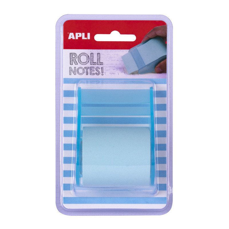 BLOC NOTAS ADHESIVO 5CMX8M EN ROLLO AZUL PASTEL APLI20 (1 UN) 18193