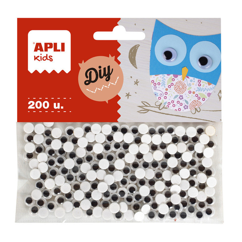 BOLSA OJOS MOVILES NEGROS ADH.RED.6MM 200 U APLI20 (5 UN) 18251