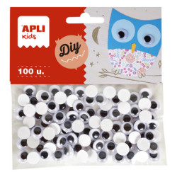 BOLSA OJOS MOVILES NEGROS ADH.RED.10MM 100 U APLI20 (5 UN) 18253