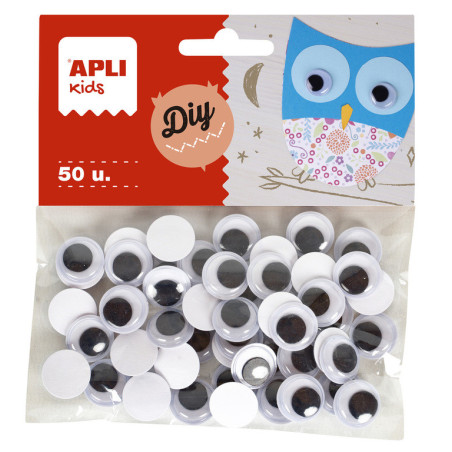 BOLSA OJOS MOVILES NEGROS ADH.RED.15MM 50 U APLI20 (5 UN) 18254