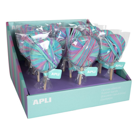 PIRULETA GOMA ELÁSTICA COL. PASTEL APLI20 (15 UN) 18330