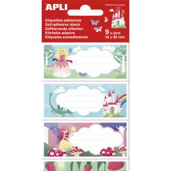 BOLSA 9 ETIQUETAS NOMBRE PRINCESAS 81X36MM APLI20 (5 UN) 18436