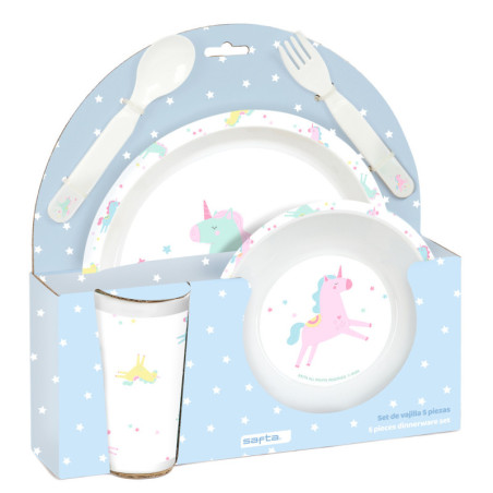 SET DE PLATOS, CUBIERTOS Y VASO SAFTA PREESCOLAR "UNICORNIO" SAFTA26 342689933 26X26 UNIDAD