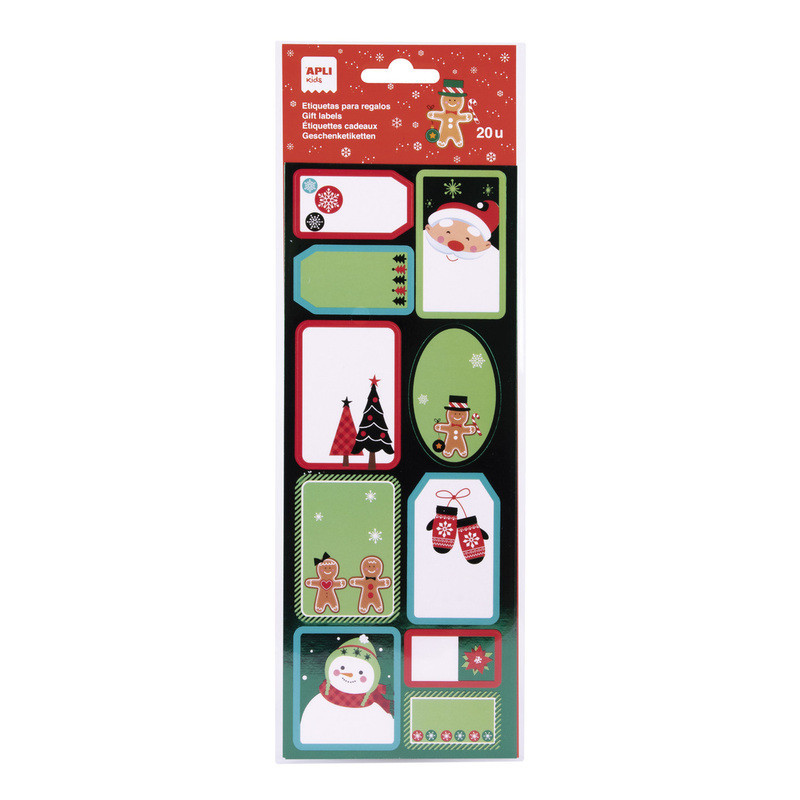 ETIQUETAS REGALO NAVIDAD PAPA NOEL 2H APLI20 (5 UN) 18553
