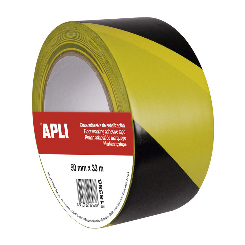 CINTA ADHESIVA SEÑAL. PREMIUM AMA/NEGRO 50X33 APLI20 (1 UN) 18588