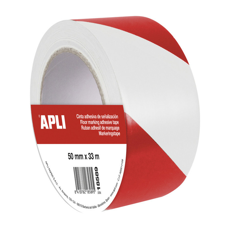 CINTA ADHESIVA SEÑAL.PREMIUM BLANCO/ROJO 50X33 APLI20 (1 UN) 18589
