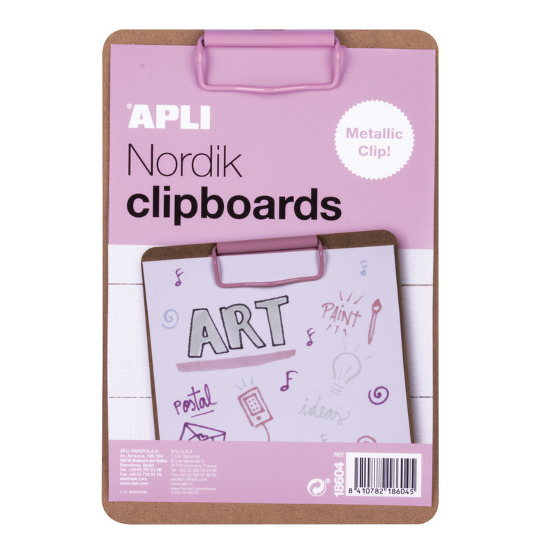 CARPETA PINZA MADERA A5 CLIP ROSA NORDIK APLI20 (5 UN) 18604