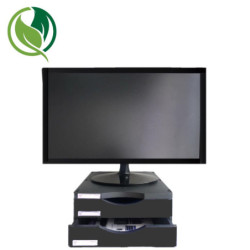 SOPORTE PARA MONITOR ERGOSOSTENIBLE ARCHIVO 2000 CON DOS CAJONES NEGRO