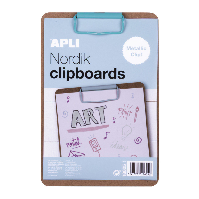 CARPETA PINZA MADERA A5 CLIP AZUL NORDIK APLI20 (5 UN) 18605