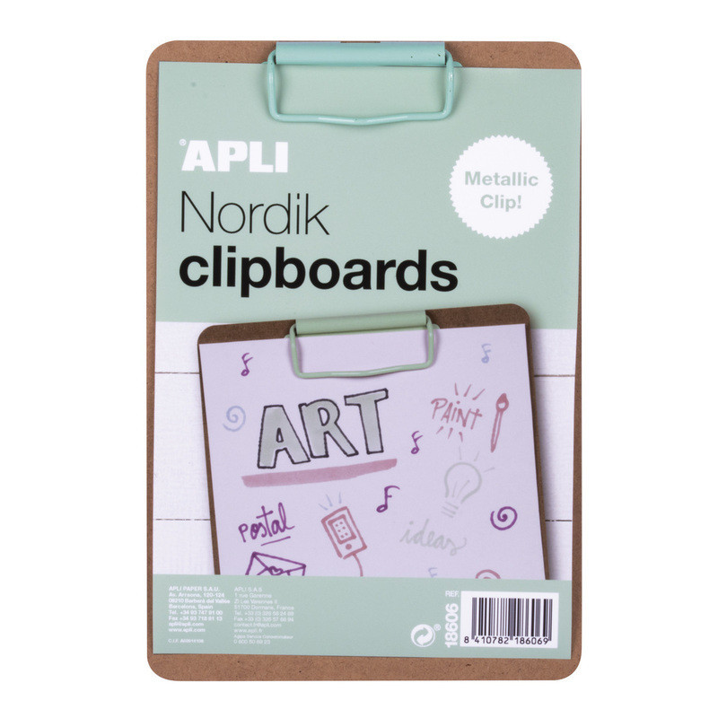 CARPETA PINZA MADERA A5 CLIP VERDE NORDIK APLI20 (5 UN) 18606