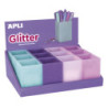 EXPOSITOR CUBILETE SILICON GLITTER 4 COLOR 12U APLI20 (12 UN) 18616