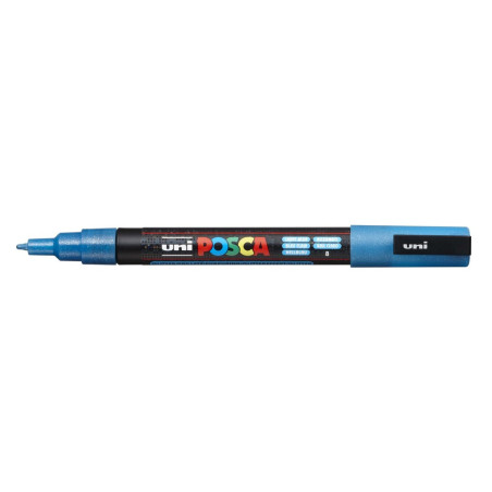 MARCADOR UNI-BALL POSCA PC-3ML PUNTA REDONDA 0,9-1,3MM PURPURINA AZUL CLARO -8-