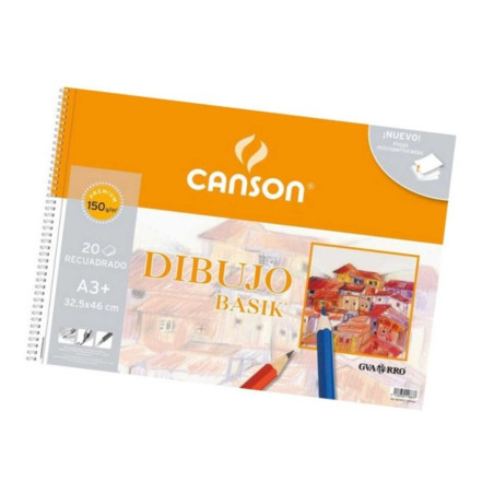 BLOC CANSON DIBUJO BASIK 150G A-3 ESPIRAL RECUADRO 20H C 400 078 215