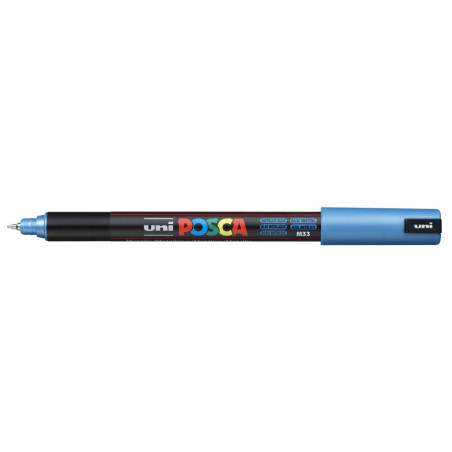 MARCADOR UNI-BALL POSCA PC-1MR PUNTA EXTRA FINA 0,7MM AZUL METALICO -M33-