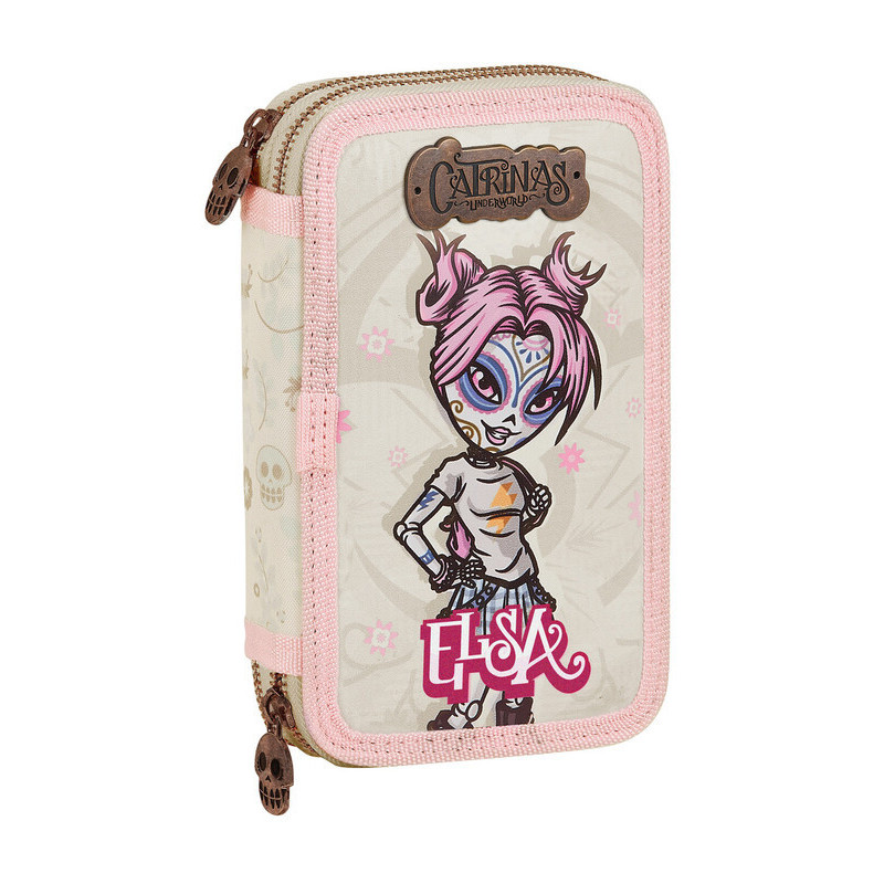 PLUMIER DOBLE PQÑO 28 PCS CATRINAS "ELSA" SAFTA21 ENERO 412163E854 19,5*12,5