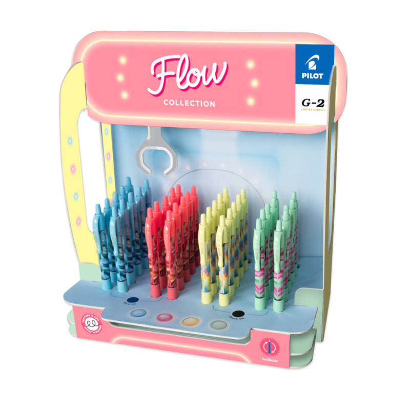 ROTULADOR PILOT G-2 GEL INK RETRACTIL SERIE FLOW EXPOSITOR 48U NEG2F
