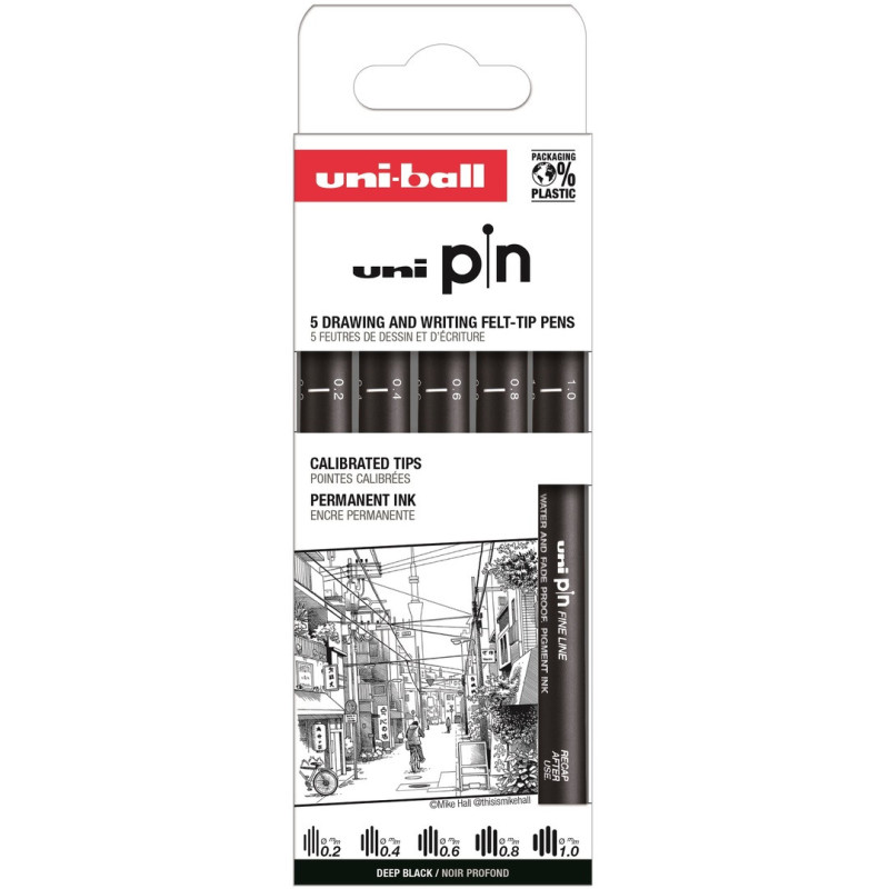 ROTULADOR UNI-BALL UNI-PIN CALIBRADO SURTIDO CAJA PARES 02 04 06 08 10 ASP009 302422072