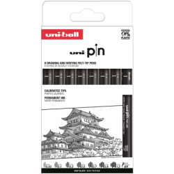 ROTULADOR UNI-BALL UNI PIN SURTIDO 8 PUNTAS 0.03 - 1.2 + PINCEL PIN-200 8P ASP010