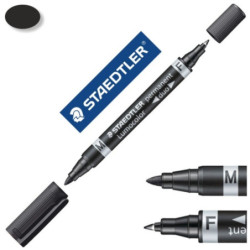 ROTULADOR STAEDTLER LUMOCOLOR DOBLE PUNTA M-F NEGRO CAJA 10U 348-9
