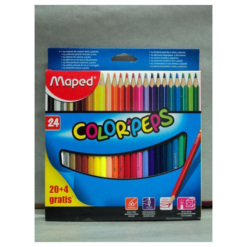 LAPIZ MAPED COLOR PEPS TRIANGULAR CARTON 24 COLORES 18322