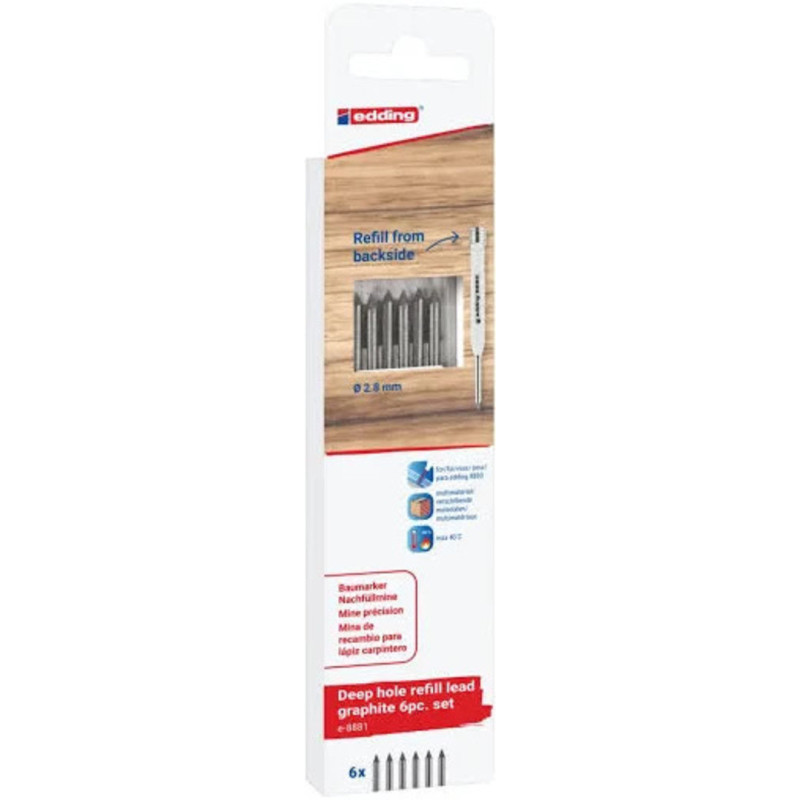 MINA 2,8MM EDDING 8881 PARA PORTAMINAS 8880 BLISTER 6U
