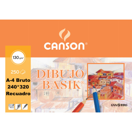 PAPEL CANSON BASIK CAJA 130G A-4B RECUADRO PTE 250H C 200 400 738