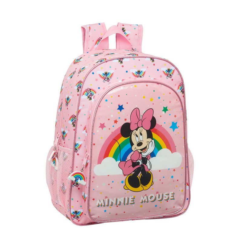 MOCHILA DE 33 CM ADAPTABLE MINNIE MOUSE RAINBOW SAFTA21 ENERO 612112180 42*33