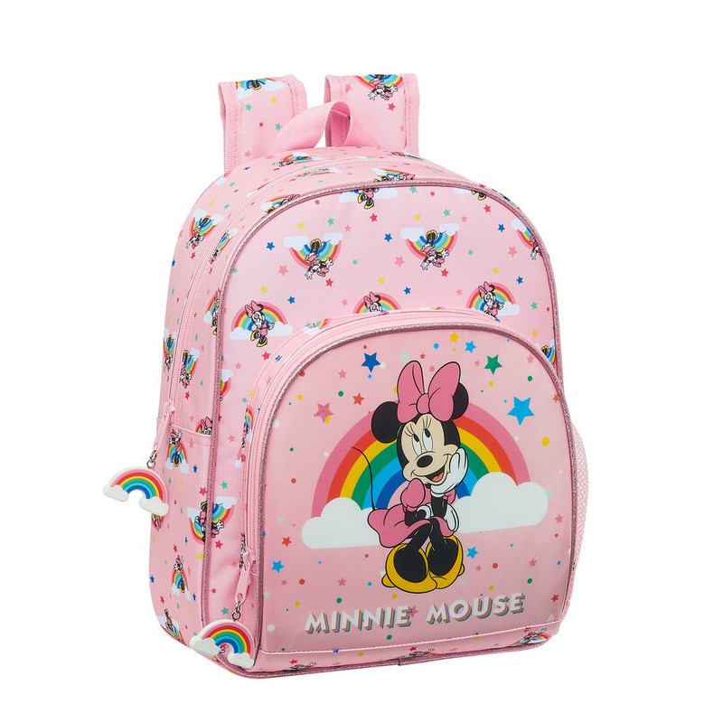 MOCHILA INFANTIL ADAPTABLE MINNIE MOUSE RAINBOW SAFTA21 ENERO 612112609 34*28